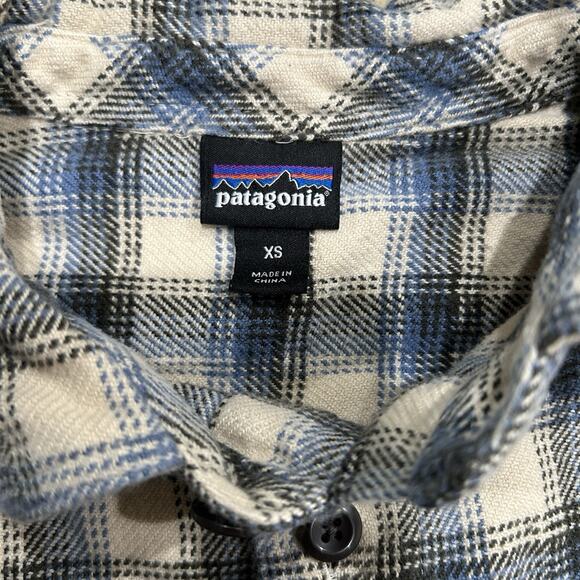 Patagonia Boys XS Fjord Flannel Shirt Castroville Oyster White Heavyweight - Picture 6 of 10
